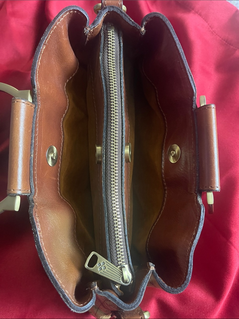 Patricia Nash Map-Print Satchel with Brass Ring Handle in Brown - Picture 13 of 16